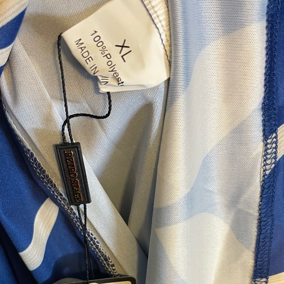 NWT Retro Stage Navy and White Sleeveless Sundress Asymmetrical Strap Size XL - Picture 6 of 11